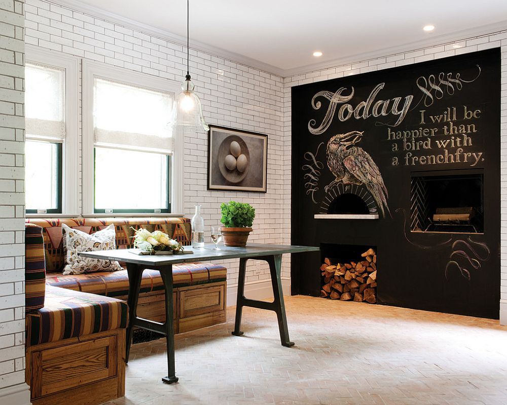 Vopsea blackboard folosita in living.