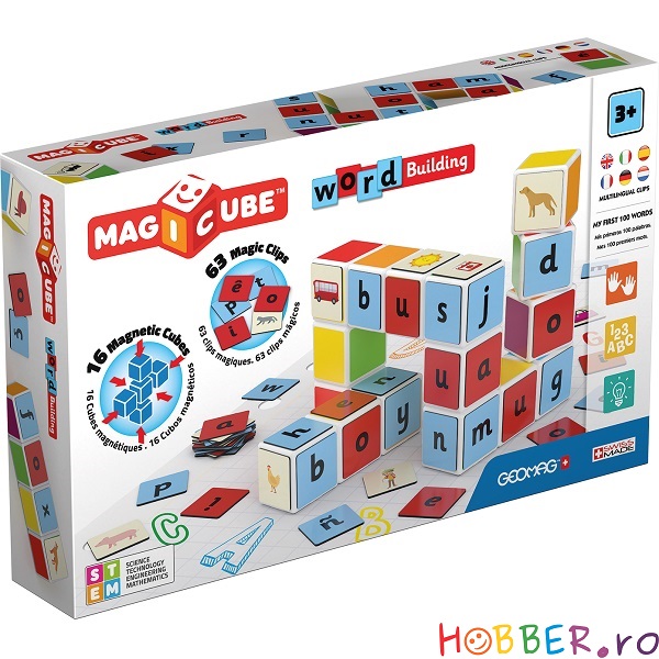 Set magnetic GEOMAG, MAGICUBE WORD BUILDING, 79 piese