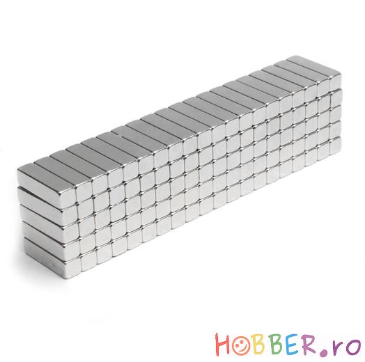 Magnet neodim bloc, 15x4x4 mm, putere 1,7 kg, 45M