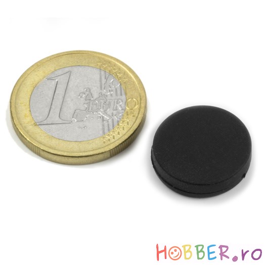 Magnet neodim disc, Ø 16,8 x 4,4 mm, putere 1,5 kg, ac. cauciuc