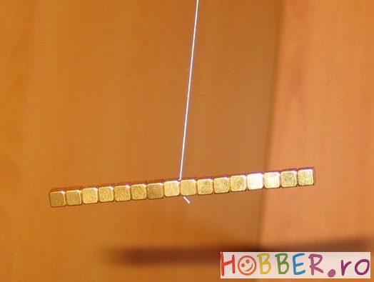 Magnet neodim cub, 5 mm, putere 1,1 kg, placat aur