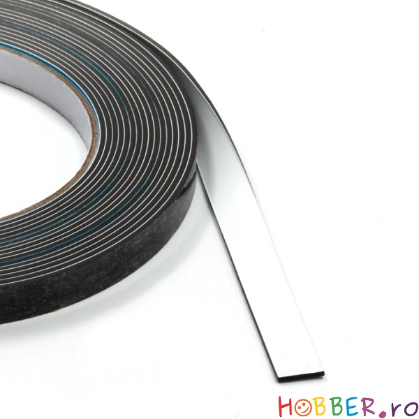 Banda feromagnetica autoadeziva, 5 m x 10 mm (rola), PVC alb