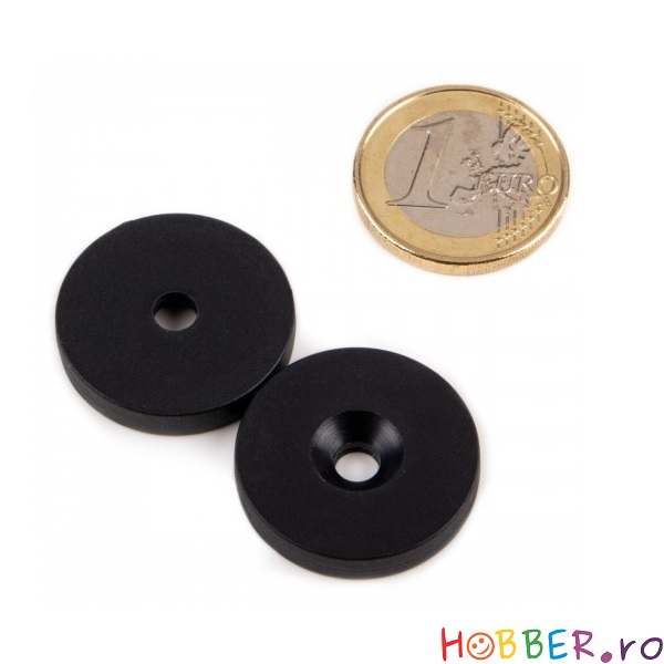 Magnet neodim disc cu gaura ingropata, Ø25x4.4 mm, ac. plastic