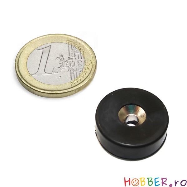 Magnet neodim disc cu gaura ingropata, Ø19.5x6.5 mm, ac. cauciuc