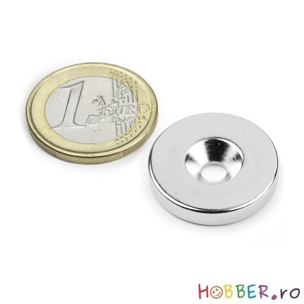 Magnet neodim disc cu gaura ingropata, Ø23x4 mm