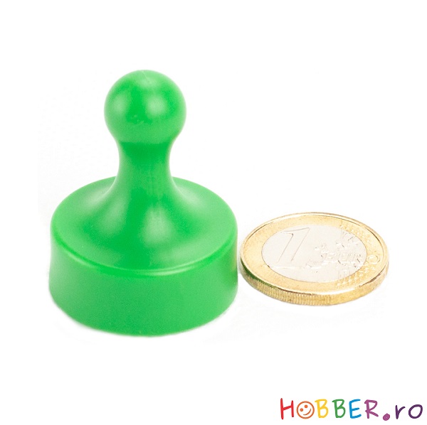 Pin magnetic verde pentru birou, diametru 29 mm