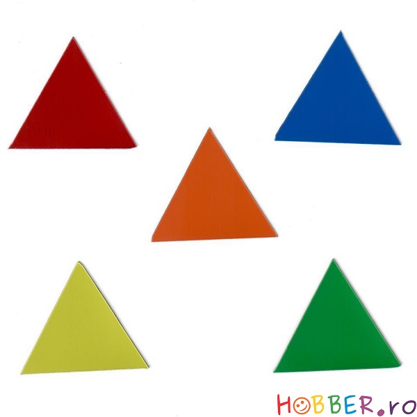 Triunghiuri magnetice, 50 x 50 mm, diferite culori, set 10 buc