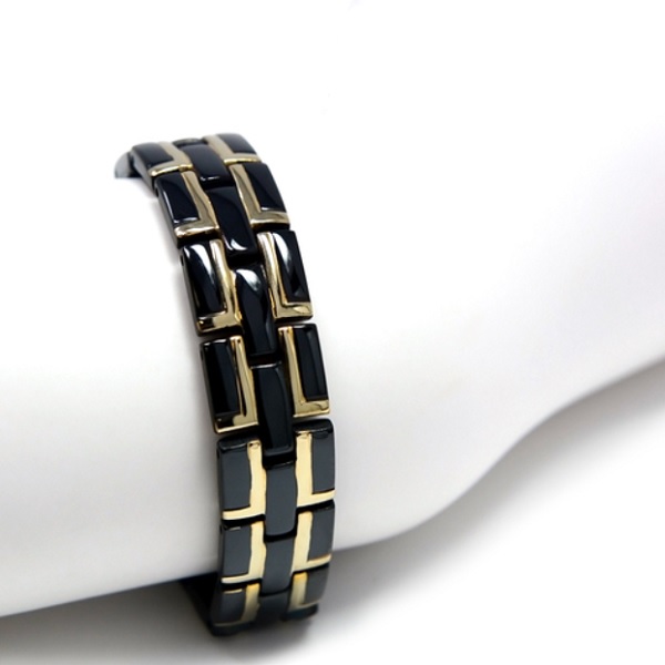 Bratara magnetica din otel inoxidabil pentru barbati Black-Gold
