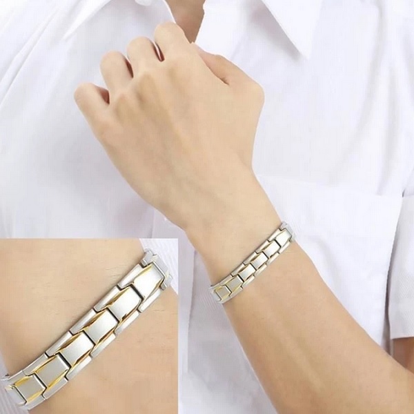 Bratara magnetica din otel inoxidabil Silver-Gold