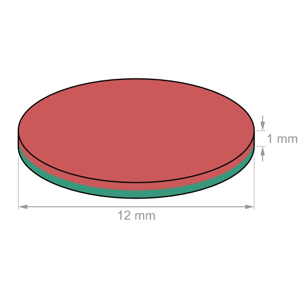 Magnet neodim disc ⌀12x1 mm, putere 770 g - N42