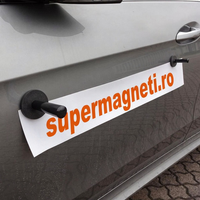 Magnet neodim cauciucat Ø43 mm, cu maner pentru fixare folie