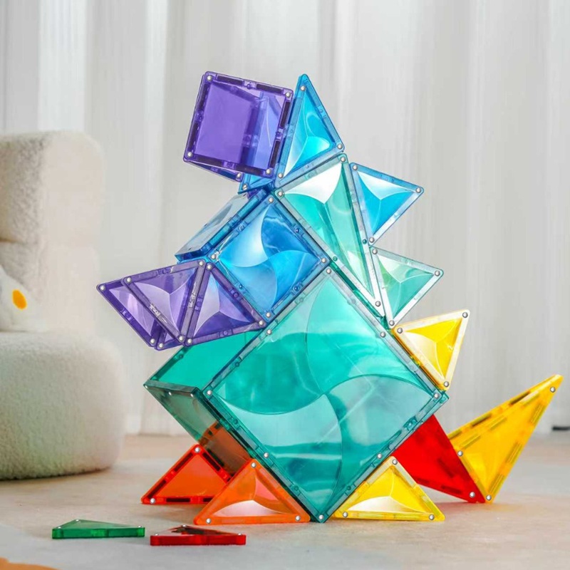 DUDUBAO Magnetic Tiles 102 piese – set de constructie magnetica pentru copii