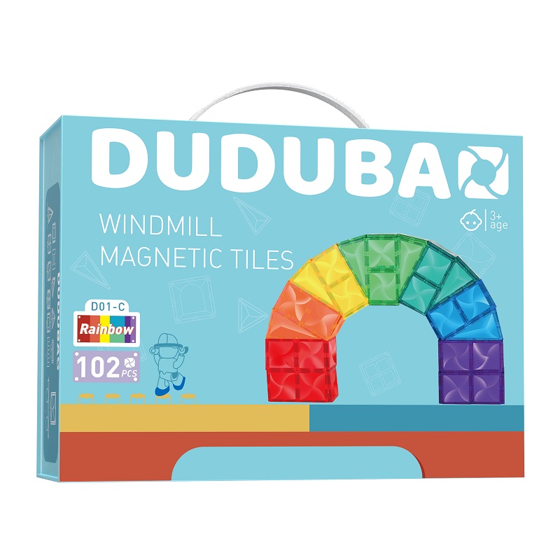 DUDUBAO Magnetic Tiles 102 piese – set de constructie magnetica pentru copii