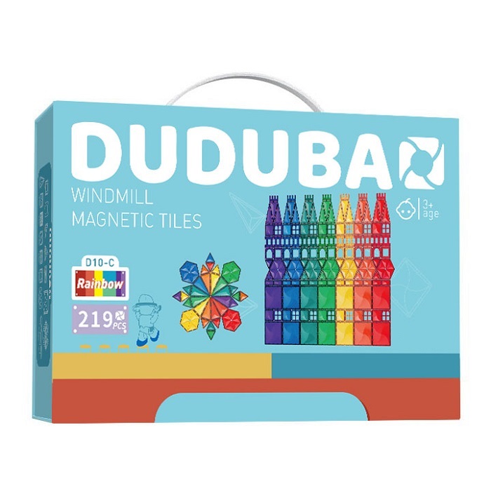 DUDUBAO Magnetic Tiles 219 piese – set de constructie magnetica pentru copii