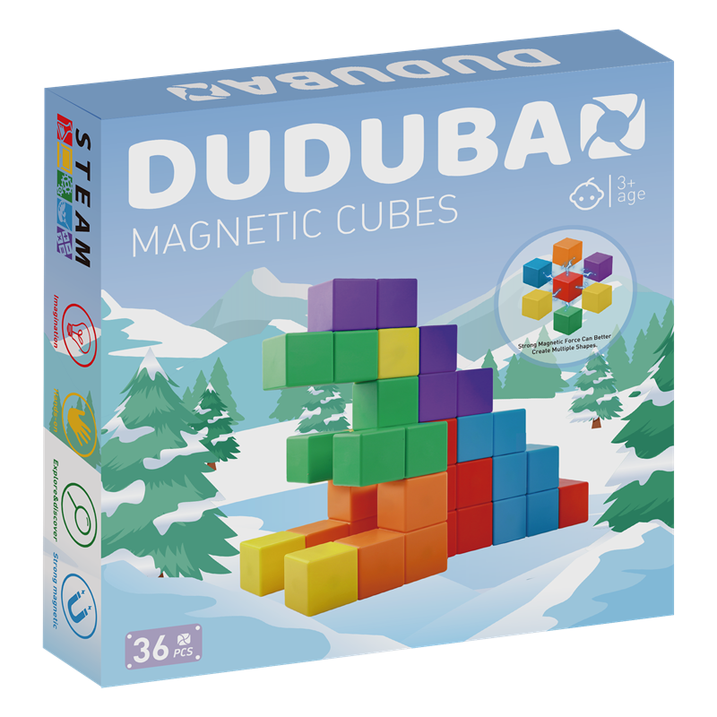Dudubao Magnetic Cubes - set 36 cuburi magnetice colorate pentru constructii